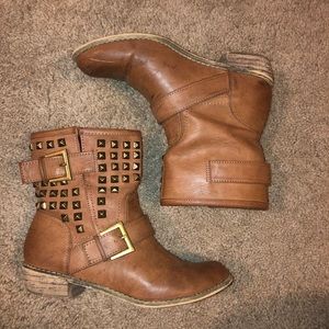 Brown studded boots